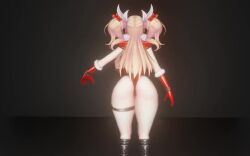 1girl 3d action_taimanin alternate_costume animated ass ass_shake back blonde_hair bouncing_ass breasts christmas dancing from_behind highleg highleg_leotard leotard long_hair official_alternate_costume on_bed onizaki_kirara red_leotard revealing_clothes ryona santa_costume shiny_skin standing tagme taimanin_(series) thong_leotard twintails video wide_hips