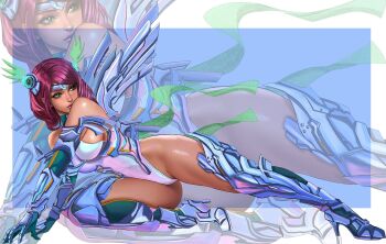 1girl alisa_boskonovich boots elbow_gloves female_focus gloves green_eyes highres jetpack kittymiya leotard namco pink_hair solo tekken tekken_7 tekken_8 tekken_blood_vengeance tekken_tag_tournament_2 thick_thighs thigh_boots thighs