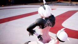 1boy 1girl 2b_(nier:automata) 3d 9s_(nier:automata) animated ass audible_music dancing hetero music nier:automata nier_(series) sex sex_from_behind short_hair shota sound tagme testicles vaginal video what white_hair