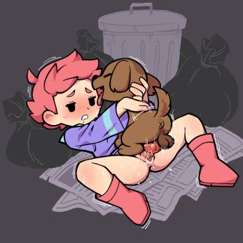 1boy 1girl animal_ears animal_penis anus ass bestiality blush boney closed_eyes clothed_sex dog dog_penis gummuru huge_penis knotted_penis knotting kumatora loli missionary mother_(series) mother_3 nintendo open_mouth penis pink_hair sex short_hair sweat testicles tongue tongue_out vaginal veins veiny_penis