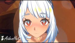 1boy 1girl 3d aidenhet animated armpits artist_name blender_(medium) blue_hair blue_hairband blue_nails bouncing_breasts breasts completely_nude cum cum_in_pussy cum_overflow ejaculation eyelashes fingernails fish-shaped_pupils genshin_impact grabbing_own_breast hairband hetero leg_grab looking_at_viewer lying medium_breasts medium_hair missionary misuzugon moaning mualani_(genshin_impact) multiple_views nail_polish navel nipples nude on_back opennsfwsp orange_eyes patreon_logo penis pov pussy sex sound spread_legs symbol-shaped_pupils tagme twitter_logo uncensored vaginal video