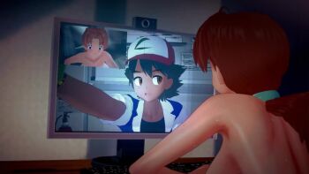 Rule 34 | 1boy, 2girls, 3d, animated, anus, ash ketchum, ass, breasts, brown hair, cum, delia ketchum, futanari, hat, hetero, highres, huge ass, huge breasts, landscape, large breasts, maxjay, misty (pokemon), multiple boys, multiple girls, nintendo, nude, orange hair, penis, pokemon, pokemon (anime), pokemon (classic anime), pokemon rgby, pussy, sex, tagme, vaginal, video