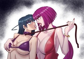 2girls absurdres breasts highres igawa_asagi large_breasts long_hair multiple_girls oboro_(taimanin_asagi) taimanin_(series) taimanin_asagi yuri