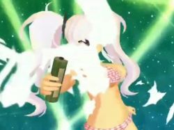 1girl 3d animated ass ass_focus bikini breast_focus breasts cape cleavage eyepatch frilled_bikini frills video red_eyes school_uniform scroll senran_kagura senran_kagura_2:_deep_crimson skirt sound swimsuit tagme transformation twintails umbrella white_hair yagyu_(senran_kagura)