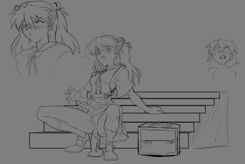 1girl amondetauro anal anal_object_insertion dildo neon_genesis_evangelion object_insertion sex_toy solo souryuu_asuka_langley tokyo-3_middle_school_uniform