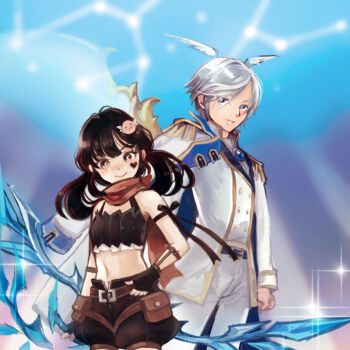 Rule 34 | 1boy, 1girl, angeling, black gloves, black shorts, black tube top, blue eyes, blue sky, bow (weapon), brown scarf, buttons, closed mouth, coat, commentary request, constellation, cowboy shot, double-breasted, epaulettes, facial mark, fingerless gloves, gloves, gobaku no hito, grey hair, hair ornament, head wings, heart, heart facial mark, holding, holding bow (weapon), holding weapon, jacket, looking at viewer, low twintails, medium hair, midriff, navel, open fly, pants, ragnarok masters, ragnarok online, ranger (ragnarok online), scarf, short hair, shorts, sky, smile, strapless, tube top, twintails, weapon, white coat, white jacket, white pants, white wings, wings