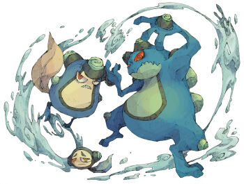 10s bad_id bad_pixiv_id evolutionary_line gamageroge gen_5_pokemon highres kuuneru nintendo no_humans palpitoad pokemon pokemon_(creature) pokemon_bw seismitoad simple_background tympole water