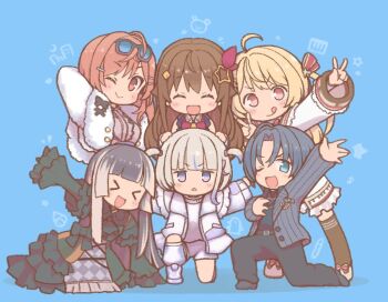 Rule 34 | 6+girls, ahoge, black hair, blonde hair, blue eyes, blue hair, brown hair, hair ornament, hiodoshi ao, hololive, hololive dev is, ichijou ririka, juufuutei raden, kuro (kuroneko no kanzume), long hair, multicolored hair, multiple girls, one eye closed, orange hair, otonose kanade, purple eyes, purple hair, red eyes, short hair, star (symbol), streaked hair, todoroki hajime, tokino sora, two-tone hair, two side up, virtual youtuber