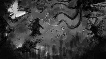 202vincent anguirus cave giant giant_monster gigan godzilla godzilla:_king_of_the_monsters godzilla_(2014) godzilla_(series) highres kaiju king_ghidorah legendary_pictures monsterverse mothra paint rodan spacecraft spaceship toho