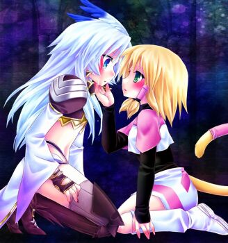 Rule 34 | 00s, 1boy, 1girl, bad id, bad pixiv id, blonde hair, blue eyes, blush, boots, brother and sister, final fantasy, final fantasy ix, green eyes, hetero, kneeling, kuja, long hair, mikoto (ff9), minatosaiga, short hair, siblings, silver hair, tail, tears, thighhighs, trap