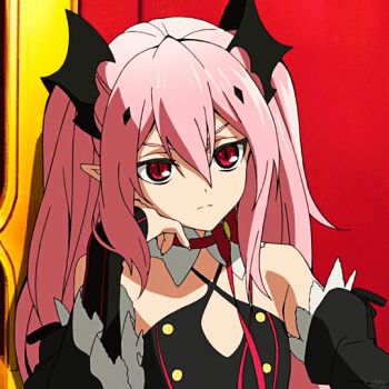 10s 1girl animated animated_gif breasts female_focus krul_tepes owari_no_seraph pink_hair red_eyes small_breasts solo tagme