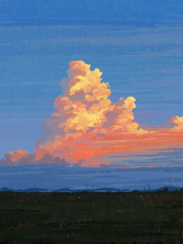 absurdres blue_sky chinese_commentary colorful commentary_request fangpeii highres mountainous_horizon no_humans original outdoors scenery sky sky_focus twilight