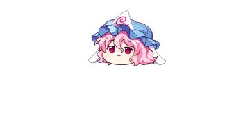 1girl blue_hat closed_mouth game_cg hat highres hitodama looking_at_viewer mob_cap official_art pink_eyes pink_hair rotte_(1109) saigyouji_yuyuko smile solo third-party_source touhou touhou_lostword transparent_background triangular_headpiece yukkuri_shiteitte_ne