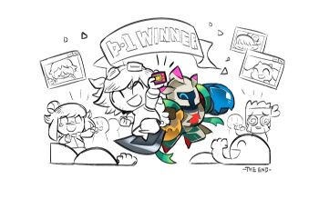 Rule 34 | babamon, chaosmon, closed eyes, digimon, digimon (creature), glasses, goggles, goggles on head, happy, highres, jijimon, looking at another, sinobali, smile, sword, terriermon, weapon