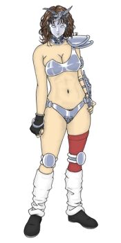 armor bikini_armor bird brown_hair eagle eagle_marin fingerless_gloves gloves irotsuya knee_pads leg_warmers mask navel ornament pubic_hair saint_seiya shoulder_pads silver