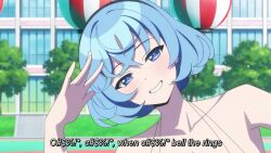 6+boys 6+girls animated anime_screenshot armpits ass bikini black_hairband black_shorts blonde_hair blue_eyes blue_hair blue_shorts boxers breasts brown_hair cleavage closed_eyes collarbone gloves green_eyes green_hair green_one-piece_swimsuit grinding groin hair_bun hairband highres large_breasts male_underwear medium_hair multiple_boys multiple_girls navel nukigee_mitai_na_shima_ni_sunderu_watashi_wa_dou_surya_ii_desu_ka? onabuta_ikuko one-piece_swimsuit one_side_up outdoors pink_bikini pink_hair red_slingshot_swimsuit reizeiin_touka shorts side-tie_bikini_bottom sideboob single_hair_bun slingshot_swimsuit smile sound stomach subtitled susuko_(nukitashi) swimsuit tagme teeth torso_grab underwear video white_bikini white_gloves yellow_one-piece_swimsuit yellow_slingshot_swimsuit