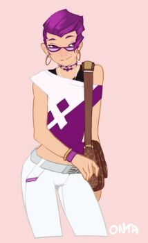 1boy androgynous artist_name bag belt bracelet crossdressing crossdressing_(mtf) doxy earrings gender_request genderswap glasses handbag hoop_earrings jewelry male_focus my_little_pony my_little_pony:_friendship_is_magic necklace personification pink_background purple_hair rarity_(my_little_pony) short_hair smile trap