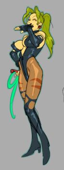 Rule 34 | 1girl, boots, breasts, closed eyes, earrings, elbow gloves, gloves, green hair, high heels, highleg, jewelry, krokedrilo, large breasts, leotard, long hair, pantyhose, sketch, sofia (toushinden), solo, thigh boots, thighhighs, torn clothes, toushinden