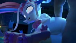 1boy 1girl 3d anal animal_hands animal_nose animated artist_logo artist_name bestiality blue_eyes blush constricted_pupils cum cum_in_ass eyebrows female_orgasm from_behind from_below full_body furry furry_female furry_with_non-furry gen_6_pokemon hands_on_own_face heart heart-shaped_pupils hetero indoors interspecies logo looking_at_another looking_back lying merengue_z moaning night nintendo on_side open_mouth orgasm penis pinkrotten pokemon pokemon_(creature) pokephilia rolling_eyes sex sex_from_behind solo_focus sound sylveon symbol-shaped_pupils tagme uncensored video