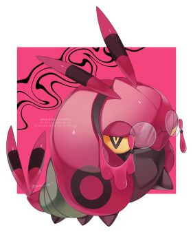 animal_focus antennae bug centipede colored_sclera eyewear_strap gen_5_pokemon glasses highres iwasi_29 looking_at_viewer nintendo no_humans pokemon pokemon_(creature) pokemon_focus pokemon_legends:_z-a venipede yellow_eyes yellow_sclera