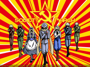 00s 2girls 5boys axis_powers_hetalia belarus_(hetalia) command_&amp;_conquer communism estonia_(hetalia) hammer_and_sickle latvia_(hetalia) lithuania_(hetalia) multiple_boys multiple_girls pantyhose prussia_(hetalia) ranguage russia_(hetalia) siblings soviet text_focus ukraine_(hetalia) vladimirka