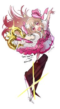 1girl artistic_error blonde_hair chaos_marie_(grimms_notes) grimms_notes guillotine heart heart-shaped_pupils highres kusacan1003 looking_at_viewer pink_eyes solo symbol-shaped_pupils