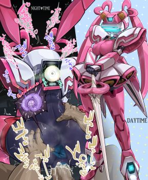 1boy 1girl ^^^ android anus armor black_skin breasts censored colored_skin cross-section cum cum_in_pussy fei-yen fertilization grabbing_from_behind hands_on_hilt heart heart-shaped_hair hetero highres holding holding_sword holding_weapon impregnation joints large_breasts long_hair miniskirt mosaic_censoring multicolored_skin no_mouth ovum pauldrons penis pink_hair pink_skin pochincoff pussy robophilia robot robot_girl robot_joints sex sex_from_behind shoulder_armor skirt sperm_cell spread_anus standing sword thighhighs twintails vaginal virtual_on visor weapon white_skirt