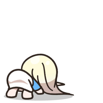 1girl all_fours alternate_costume blonde_hair cerestia_of_life chibi chibi_only clooliss commentary_request elf from_behind highres korean_commentary last_origin long_hair pointy_ears shirt simple_background skirt solo very_long_hair white_background