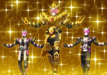 Rule 34 | 2018, 2019, 3boys, absurdres, alternate costume, apocalypse, arm up, armor, asymmetrical armor, aura, back-to-back, belt, black armor, black bodysuit, black footwear, black gloves, blue eyes, blue gemstone, blue sky, bodysuit, boots, build rider watch, clenched hand, clock, clock hands, commentary, commentary request, compound eyes, cowboy shot, dated, diamond (shape), full body, gem, gloves, glowing, glowing eyes, gold armor, gold trim, grand zi-o rider watch, green gemstone, helmet, highres, horns, houou kaguya quartz, imminent fight, indoors, jewelry, kamen rider, kamen rider 555, kamen rider agito, kamen rider agito (ground form), kamen rider agito (series), kamen rider blade, kamen rider blade (series), kamen rider build, kamen rider build (series), kamen rider dcd, kamen rider decade, kamen rider den-o, kamen rider den-o (series), kamen rider den-o (sword form), kamen rider double, kamen rider drive, kamen rider drive (series), kamen rider ex-aid, kamen rider ex-aid (series), kamen rider faiz, kamen rider fourze, kamen rider fourze (series), kamen rider gaim, kamen rider gaim (series), kamen rider ghost, kamen rider ghost (series), kamen rider gorgeous grand zi-o, kamen rider gotchard (series), kamen rider grand zi-o, kamen rider hibiki, kamen rider hibiki (series), kamen rider kabuto, kamen rider kabuto (series), kamen rider kiva, kamen rider kiva (series), kamen rider kuuga, kamen rider kuuga (series), kamen rider legend, kamen rider legendary legend, kamen rider ooo, kamen rider ooo (series), kamen rider ryuki, kamen rider ryuki (series), kamen rider w, kamen rider wizard, kamen rider wizard (series), kamen rider zi-o, kamen rider zi-o (series), kamen rider zi-o ii, kamen rider zi-o the movie:over quartzer, kuuga riderwatch, legendriver, loincloth, long coat, male focus, metal, multiple boys, multiple horns, official alternate costume, open hand, open hands, otokamu, ouma zi-o, ouma zi-o rider watch, outstretched arms, pink eyes, pink gloves, powering up, profile, red eyes, red gemstone, rider belt, rider watch, shoes, shoulder armor, single horn, sky, solo, sparkle, spotlight, spread arms, standing, summoning, throne, tokusatsu, trait connection, two-tone background, type tridoron, upper body, vest, waistcoat, zi-o rider watch, ziku driver