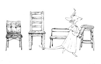 1other body_fur book braid chair closed_eyes dress facing_to_the_side full_body furry greyscale holding holding_book horns monochrome nagabe original simple_background tail walking white_background white_dress white_fur