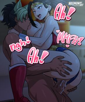 1boy 1girl belmont_art boku_no_hero_academia dc_comics hetero oc_x_canon wonder_woman wonder_woman_(cosplay) yaoyorozu_momo