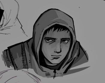 Rule 34 | 1boy, bags under eyes, black hair, cry of fear, grey hoodie, hashtag-only commentary, hood, hood up, hoodie, looking to the side, male focus, portrait, screencap, short hair, simon henriksson, slouching, solo, tac nyanx3