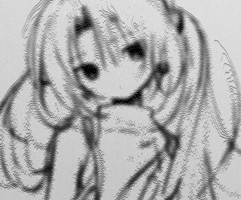 Rule 34 | 1girl, blurry, greyscale, head tilt, highres, long hair, looking at viewer, monochrome, original, pepeppepe101, solo, upper body