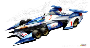 2022 absurdres artist_name asterozoa car copyright_name future_gpx_cyber_formula highres logo motor_vehicle no_humans race_vehicle racecar science_fiction solo super_asurada_01 vehicle_focus white_background