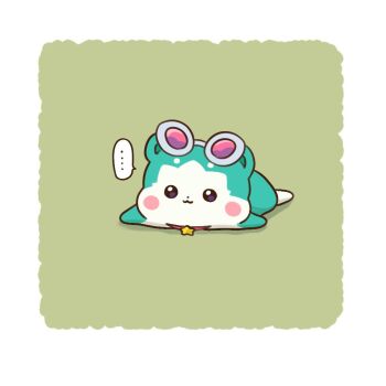 ... :3 animal animal_focus blush_stickers chii_(chi_pppuri) chimumu chimumu_(hamster) collar commentary eyewear_on_head full_body green_background hamster looking_at_viewer lying no_humans on_stomach pink-tinted_eyewear pretty_series red_collar simple_background solo speech_bubble spoken_ellipsis sunglasses symbol-only_commentary tinted_eyewear waccha_primagi!