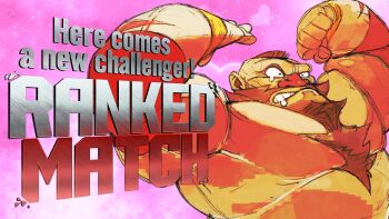 Rule 34 | 1boy, absurdres, beard, chest hair, clenched teeth, commentary, drooling, english commentary, facial hair, flexing, furrowed brow, highres, male focus, mohawk, mouth drool, muscular, muscular male, pink background, solo, street fighter, tears, teeth, topless female, umezawa michiko, upper body, zangief