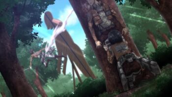 1girl 2boys affair against_tree bad_tag belt betrayal boots breath cheating_(relationship) cloud cropped_jacket day disgrace disgust dual_wielding dutch_angle eren_yeager fellatio forest from_behind full_body grass hands_on_another's_thighs holding holding_weapon implied_fellatio jacket jean_kirstein jumping knee_boots kneeling legs legs_together mikasa_ackerman military military_uniform multiple_boys nature netorare open_mouth oral out_of_character outdoors paradis_military_uniform shingeki_no_kyojin shirt skirt sky standing stealth_fellatio stealth_sex sunlight sweatdrop takapiko thighs three-dimensional_maneuver_gear training tree unfaithful weapon white_shirt