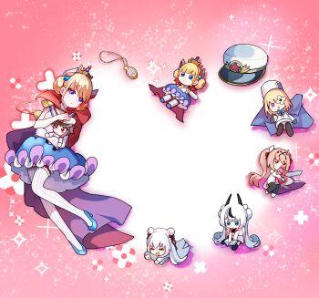 Rule 34 | 1boy, 6+girls, :o, absurdres, azur lane, black hair, black shoes, black thighhighs, blonde hair, blue eyes, blue shoes, blush, bodystocking, book, bow, breasts, cape, chibi, chinese commentary, closed mouth, coat dress, commander (azur lane), commentary, crown, crown hair ornament, dhy-232, double bun, dress, epaulettes, eyepatch, flower eyepatch, french flag, full body, gloves, gradient hair, hair bow, hair bun, hair ornament, hat, headgear, headpat, high heels, highres, holding, holding chibi, holding stuffed toy, jacket, l'audacieux (azur lane), l'indomptable (azur lane), le malin (azur lane), le terrible (azur lane), le triomphant (azur lane), leotard, long hair, long sleeves, lying, mechanical ears, medium hair, military, military hat, military uniform, multicolored hair, multiple girls, naval uniform, on stomach, one eye covered, open mouth, panties, pantyhose, parted lips, peaked cap, pendant watch, pillow, pink background, pocket watch, reading, red bow, red cape, red eyes, red hair, shoes, short hair, sidelocks, single epaulette, small breasts, smile, streaked hair, striped clothes, striped leotard, striped thighhighs, stuffed animal, stuffed rabbit, stuffed toy, thighhighs, tutu, twintails, underwear, unworn hat, unworn headwear, vertical-striped clothes, vertical-striped thighhighs, very long hair, watch, white dress, white gloves, white hair, white hat, white jacket, white panties, x hair ornament