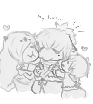 ... 1girl 2boys bad_tag camilla_(fire_emblem) cheek-to-cheek family father_and_son hair_over_one_eye heads_together heart hug husband_and_wife kiragi_(fire_emblem) mother_and_son multiple_boys one_eye_covered simple_background sketch takumi_(fire_emblem) takumillaforyoursoul tears tiara