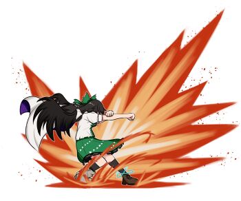 Rule 34 | 1girl, avian zebra, black socks, brown shoes, buster wolf, character request, copyright request, fatal fury, female focus, green skirt, shirt, shoes, skirt, socks, solo, white background, white shirt