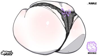 1girl absurdres artist_name ass ass_focus black_panties bow bow_panties commentary dated highres jrpencil mole mole_on_ass original panties purple_ribbon ribbon simple_background solo underwear underwear_only white_background