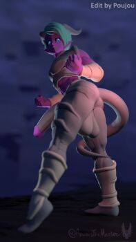 1boy 3d alternate_color anubisanimaster ass ass_focus blue_hair bulma clenched_hand cocktail colored_skin demon demon_boy demon_horns dragon_ball dragon_ball_super erection from_behind from_below genderswap genderswap_(ftm) highres horns huge_ass janemba kishinpain large_testicles looking_at_viewer looking_back pointy_ears pointy_nipples poujou purple_penis purple_skin recolor red_eyes red_skin smirk solo standing tail testicles thighs third-party_edit transformation wide_hips wrinkled_skin