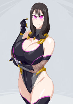 1girl boots breasts brown_hair cleavage ichikawa_sumino large_breasts leotard no.1_sentai_gozyuger otokamu pink_eyes super_sentai thigh_boots