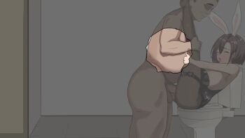 1girl bathroom breasts fat fat_man large_breasts matsujitsu_no_naka_de_kanojo_ga_daraku_shita toilet vaginal