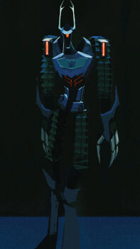 1boy claws decepticon fingernails highres horns insignia mecha one-eyed red_eyes robot science_fiction sharp_fingernails shockwave_(transformers) solo transformers transformers_animated weirdwock