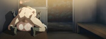 1boy 1girl animated animated_gif anus ass bad_tag censored feet helmet hetero highres kamimura_haruka nude penis pussy rain sex sisters_~natsu_no_saigo_no_hi~ sweat thighhighs