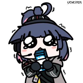 1girl animated animated_gif arknights headset lowres money seseren