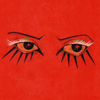 1other black_eyes close-up colored_eyelashes colored_lower_eyelashes crying eye_focus eyelashes furrowed_brow galactixyi highres long_eyelashes original red_background simple_background solo sparkle sparkling_eyes teardrop