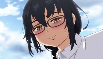 1girl anime_screenshot black_hair highres kiril_(shounen_ga_otona_ni_natta_natsu) kirishima_reiko_(shounen_ga_otona_ni_natta_natsu) short_hair smile solo yellow_eyes