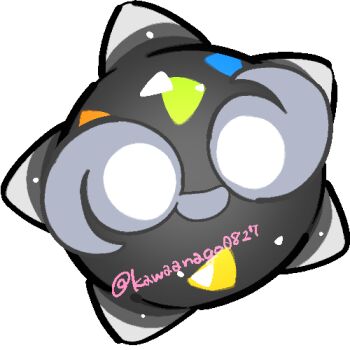 alternate_color chibi chibi_only commentary_request full_body gen_7_pokemon kawaanago lowres minior minior_(core) nintendo no_humans pokemon pokemon_(creature) pokemon_focus shiny_pokemon smile solo transparent_background twitter_username